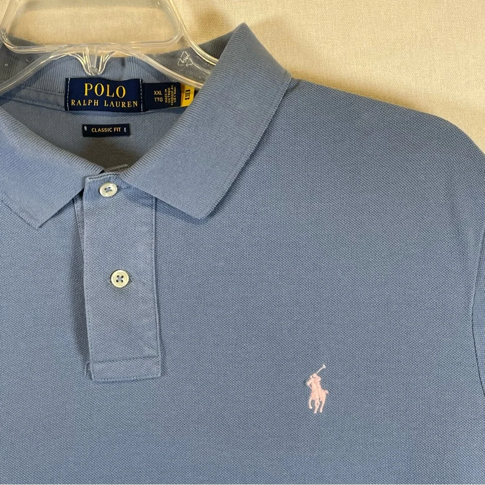 Polo Ralph Lauren Classic Fit Polo Shirt XXL Blue / pink 100% Cotton